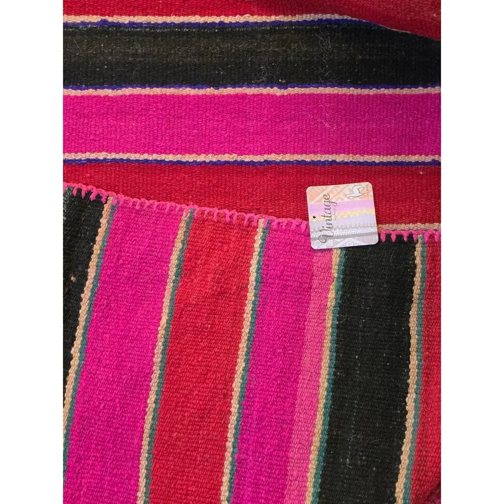 Peruvian Frazada Handwoven Rug – Andean Folk Art Boho Textile 60x64